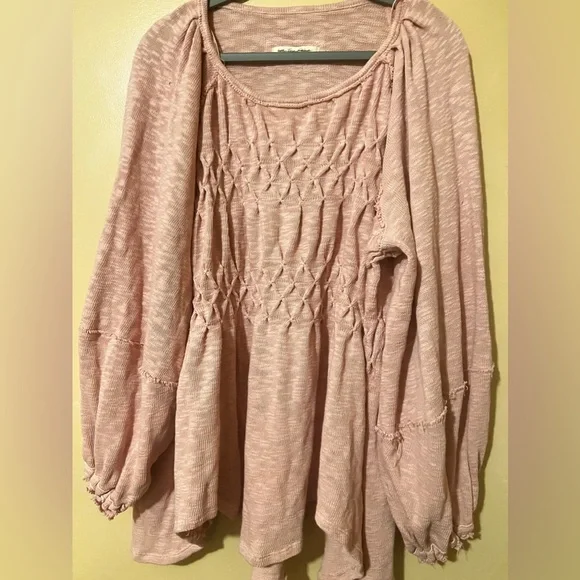 SOLD Free People we the free babydoll loose fit top size xs small pink boho - Picture 2 of 5